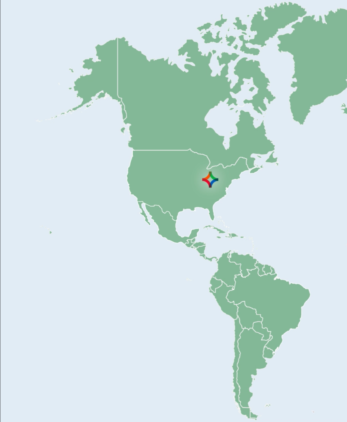 map of US, Mexico. and Canada depicting that they are all in AMST's service area